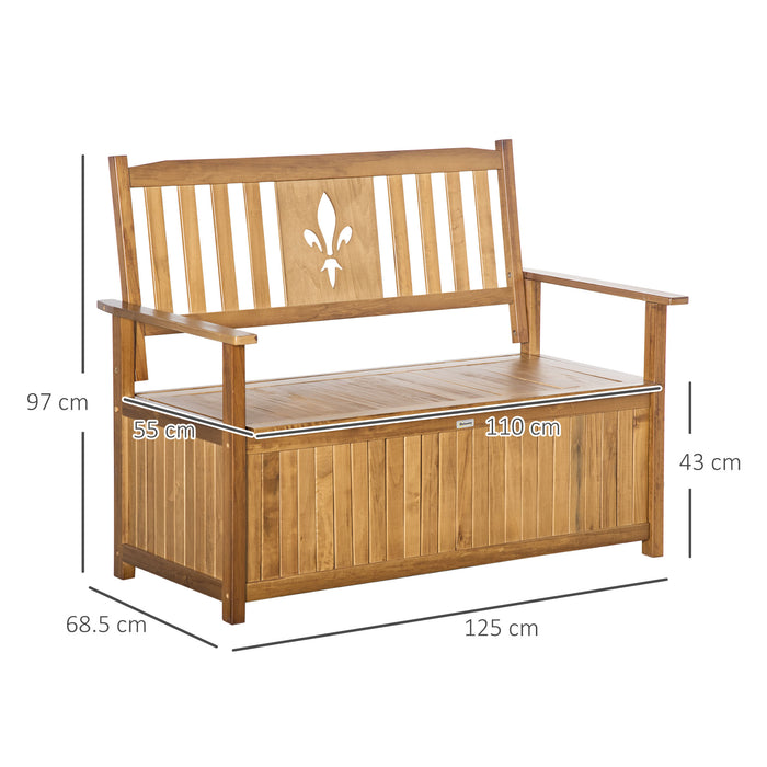 2-Seater Wooden Garden Bench with Storage - Outdoor Patio Seating & Weather-Resistant Storage Box, 125 x 68.5 x 97cm - Ideal for Deck, Porch, and Garden Spaces