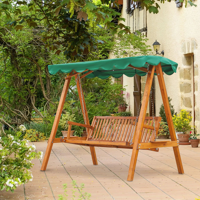 3-Seater Wooden Garden Swing - Sturdy Outdoor Bench Seating with Canopy - Perfect Relaxation Spot for Families and Gardens
