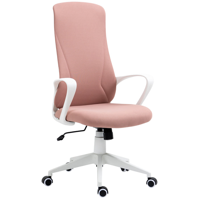 High-Back Ergonomic Office Seating - Comfortable Desk Chair with Armrests and Tilt Feature, Height Adjustable - Ideal for Extended Work Sessions, Supportive Pink Chair