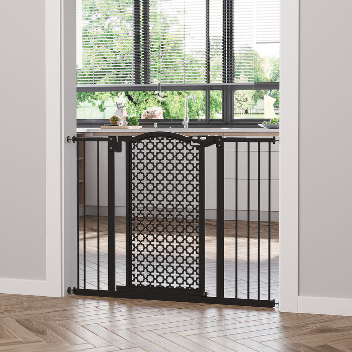 Pet Safety Gate Barrier 74-105 cm - Auto Close & Double Locking System for Doorways and Stairways - Ideal for Household Use to Keep Pets Secure