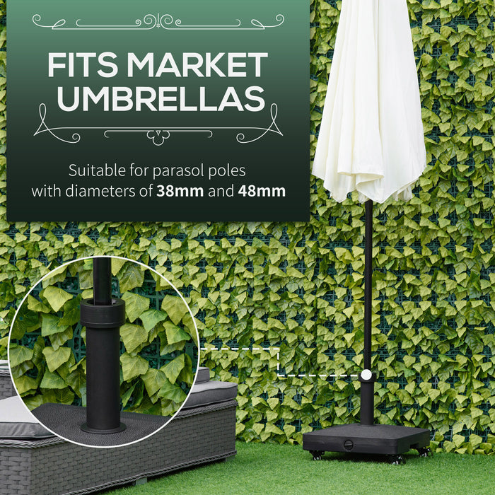 Heavy-Duty 20kg Rolling Garden Parasol Base - Sand/Water Fillable, Outdoor Patio Umbrella Stand, Black - Ideal for Decks, Beaches, and Backyard Stability