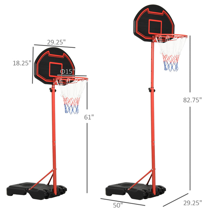 Adjustable Basketball Hoop Stand with Sturdy Steel Frame - Black/Red, Perfect for Outdoor Games - Ideal for Home Court & Player Training