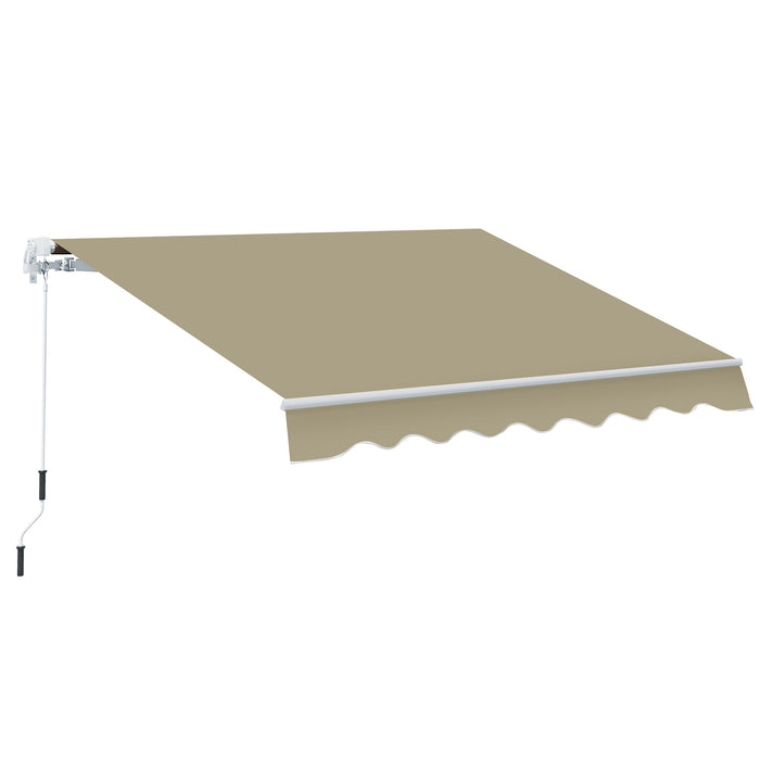 Manual Retractable Awning 2.5x2m - Beige Shade Cover with White Frame - Ideal Sun Protection for Patio & Decking Areas