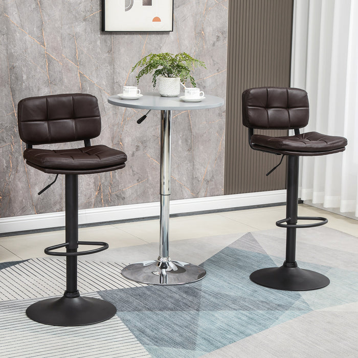 Swivel Bar Stools Set of 2 - Adjustable Height Dining Chairs with Footrest, Brown - Ideal for Kitchen Counter and Home Bar Comfort
