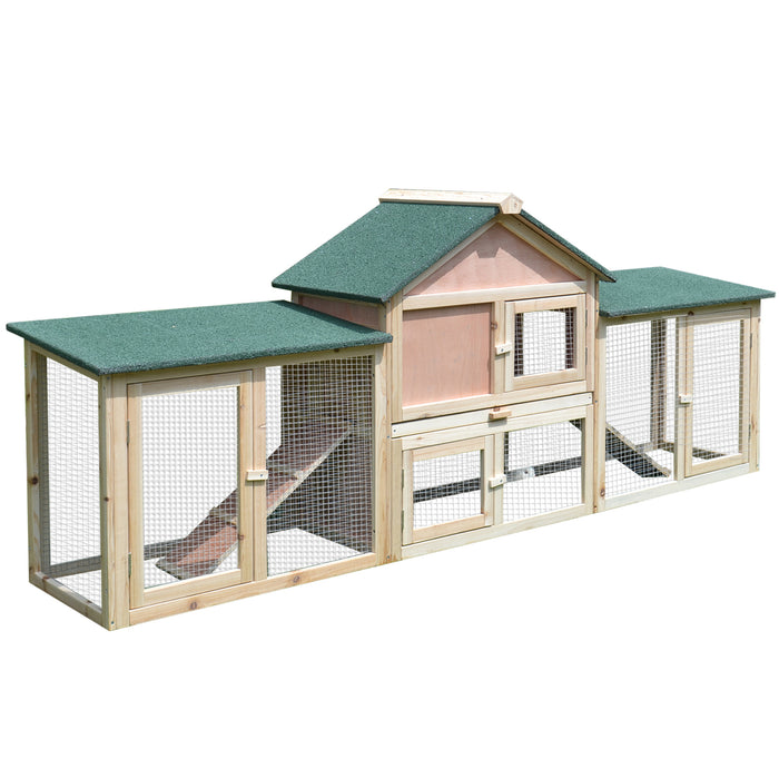 Deluxe Wooden Rabbit Hutch with Ladder - Spacious Bunny Cage & Outdoor Run House - Ideal for Safe Pet Shelter and Play Area