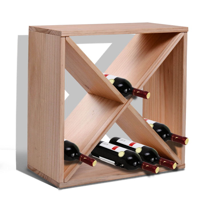 24-Bottle Capacity Wooden Wine Rack - Sturdy Square Tabletop Storage Organizer - Ideal for Wine Enthusiasts and Space Saving