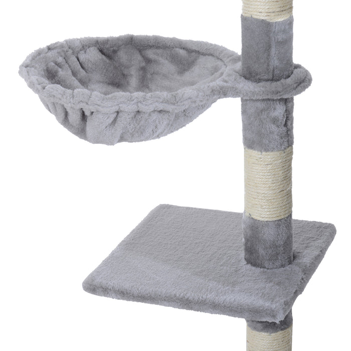 Cat Tree Scratching Post - Multi-Level Kitten Climb Activity Center with Play House - Ideal Pet Furniture for Play & Scratch for Cats (125cm, Grey)