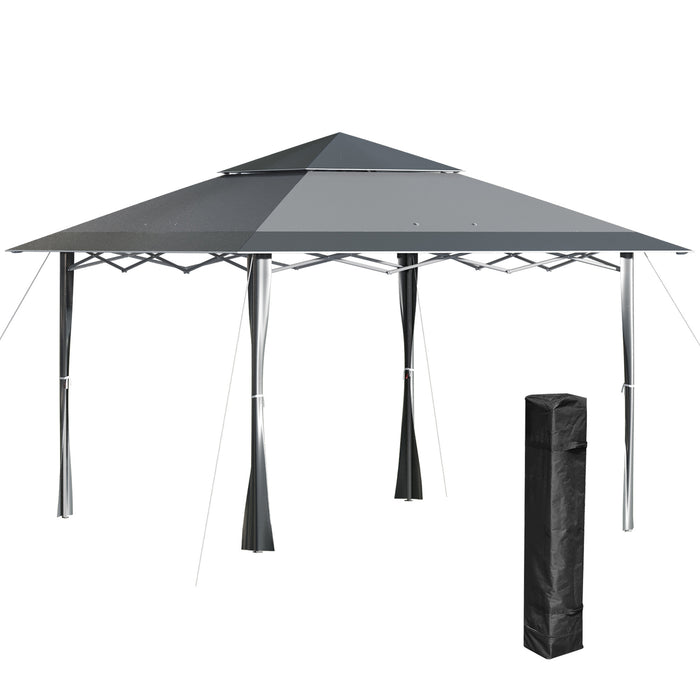 4x4m Double Roof Canopy Gazebo - Pop-Up Tent with Roller Bag, Adjustable Legs, Steel Frame for Outdoor Parties - Ideal Shelter for Garden Events, Dark Grey