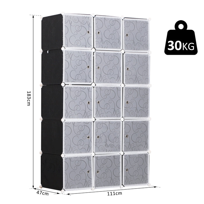 Modular Cube Wardrobe Organizer - Interlocking Plastic Storage Closet for Bedroom Clothes - Portable DIY Assembly for Space-Saving Solutions