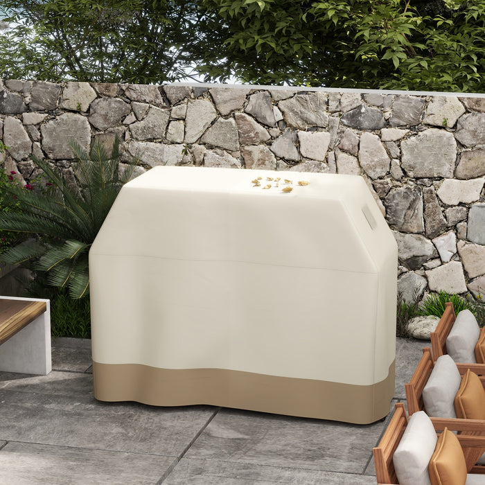 Outdoor Grill Protector - 66W x 152L cm Beige PU-Coated Weatherproof Cover - Ideal for Patio BBQ Shelter