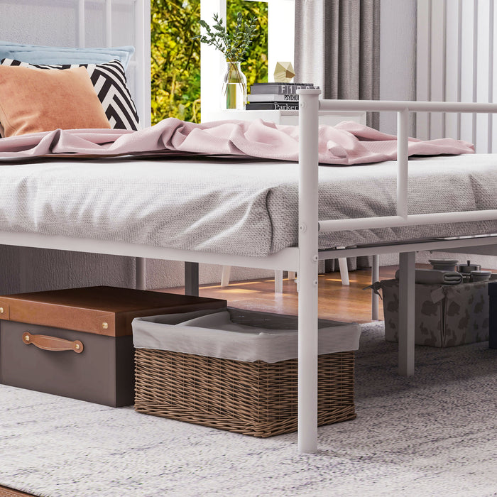 Double Bed Frame with Headboard & Footboard - Sturdy Metal Construction, Slat Support & Underbed Storage - Bedroom Furniture for Space Efficiency