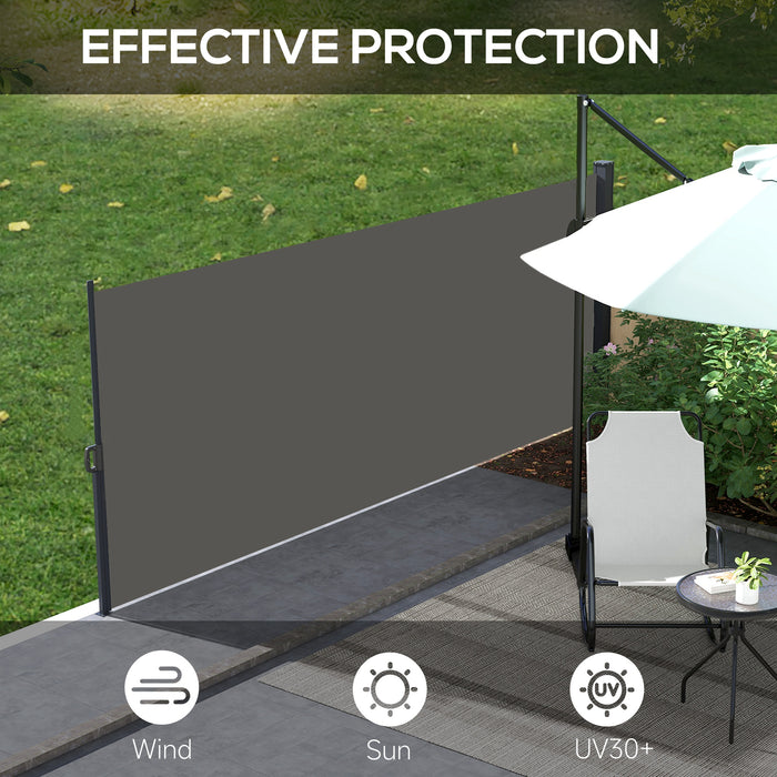 Outdoor Retractable Awning - Privacy Screen for Garden, Hot Tub, Balcony, Terrace, Pool, 400x160cm - Dark Grey Weather-Resistant Hideaway Divider