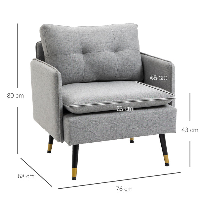 Upholstered Grey Accent Chair with Button Tufting - Stylish Modern Chair for Living Room or Bedroom - Elegant Seating Solution for Comfort and Design