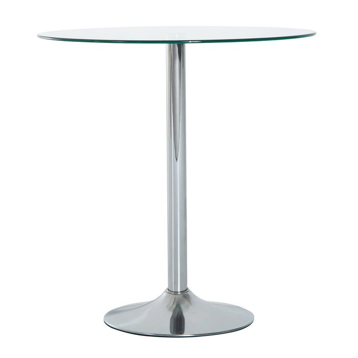 Modern Round Glass Dining Table - Tempered Glass Top with Steel Base for Durability - Space-Efficient Bar Table for Compact Dining Areas