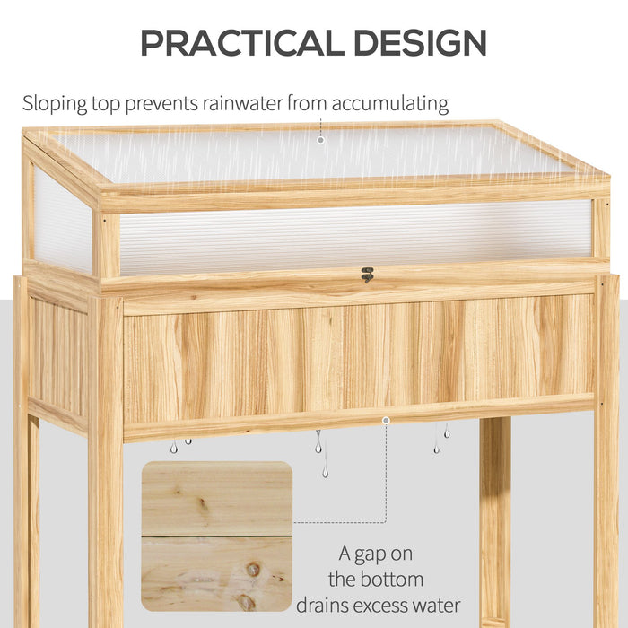 Raised 2-in-1 Wooden Cold Frame Greenhouse - Elevated Raised Garden Bed with Openable Lid for Easy Access - Ideal for Growing Flowers, Vegetables, and Plants Outdoors