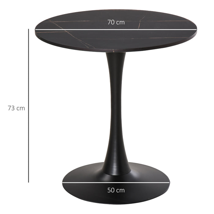 Round Modern Dining Table - Metal Base Leisure Coffee/Bistro Table for Kitchen & Dining Room - Perfect for Meals & Social Gatherings, Black Finish