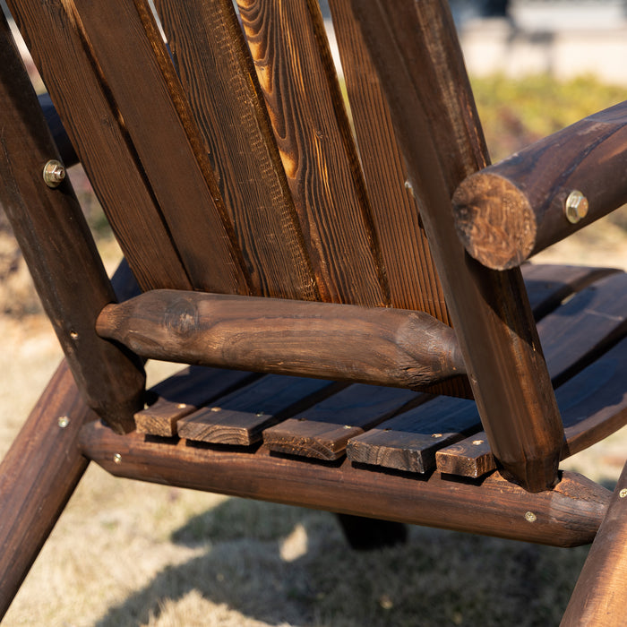 Ergonomic Wooden Adirondack Chair - Durable Fir Wood Patio Lounger with Carbonized Finish - Ideal for Garden Relaxation & Outdoor Comfort