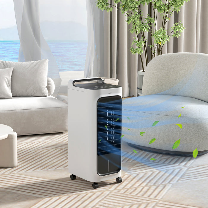 Ice Cooling Fan Water Conditioner - Portable Air Cooler with Humidifier, Ice Packs, Remote Control & Timer - Ideal for Room Cooling & Oscillation Function