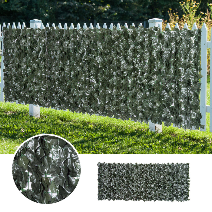 Artificial Leaf Hedge Screen Set - Dual 3 x 1.5m Dark Green Privacy Fences for Outdoor Gardens and Indoor Decor - Creates Secluded Spaces in Home or Commercial Settings