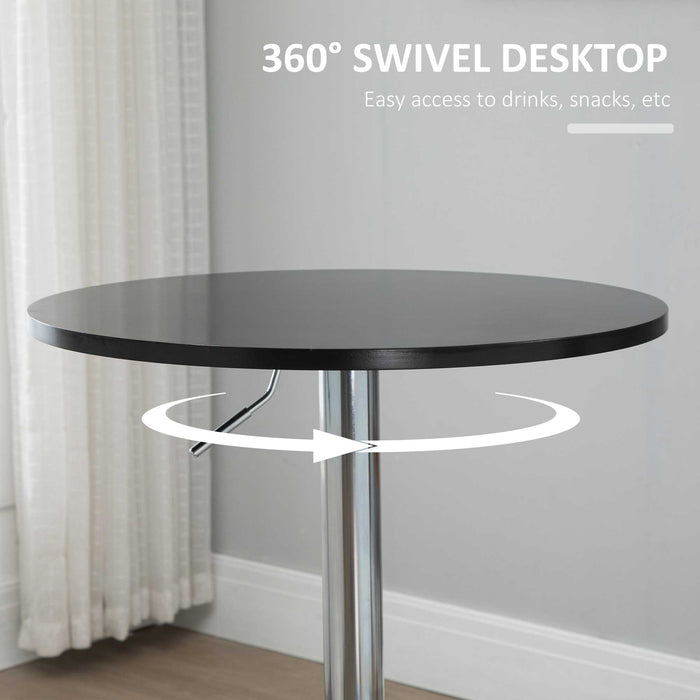 Height-Adjustable Round Bar Table - Sturdy Metal Base, Ideal for Dining Room & Kitchen - Perfect for Home Pub and Counter Spaces, Black