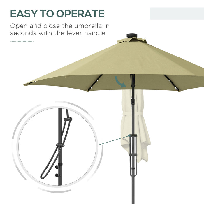 Cantilever Garden Umbrella with Solar-Powered LED Lights - 3m Outdoor Parasol, Includes Cross Base & Waterproof Cover, Beige - Ideal Shade Solution for Patios and Backyards