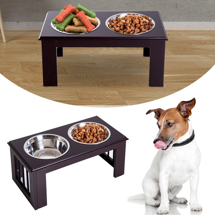 Heavy-Duty Stainless Steel Pet Feeder - 58.4cm Length, Brown Finish, Easy-Clean Surface - Ideal for Large Dogs and Pets