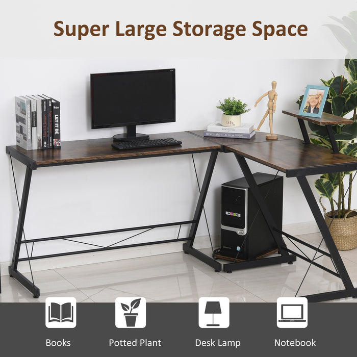 L-Shaped Office Desk with Round Corner - Spacious Gaming Table Workstation & CPU Stand - Ideal for Home Office with Storage Shelf Needs