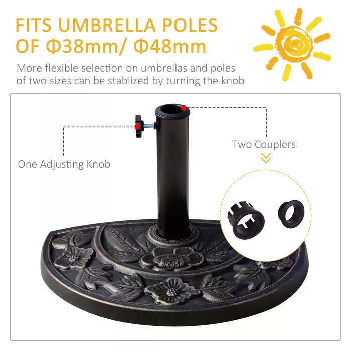 Heavy Duty Resin Umbrella Base in Elegant Bronze - Sturdy Parasol Stand for Patio, Outdoor - Weather-Resistant Support for Sun Shades