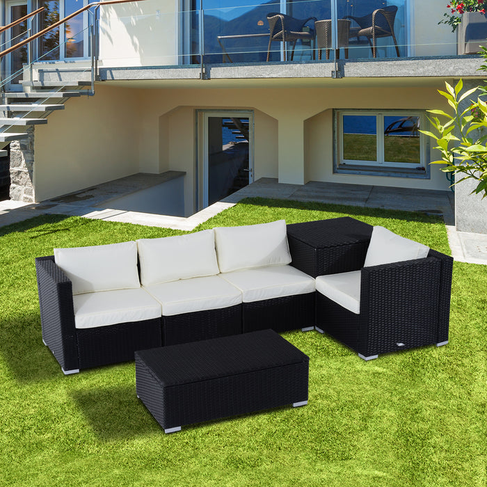 4-Seater Rattan Corner Sofa Set - Wicker Garden Furniture with Cushions - Ideal for Patio & Outdoor Lounge Areas