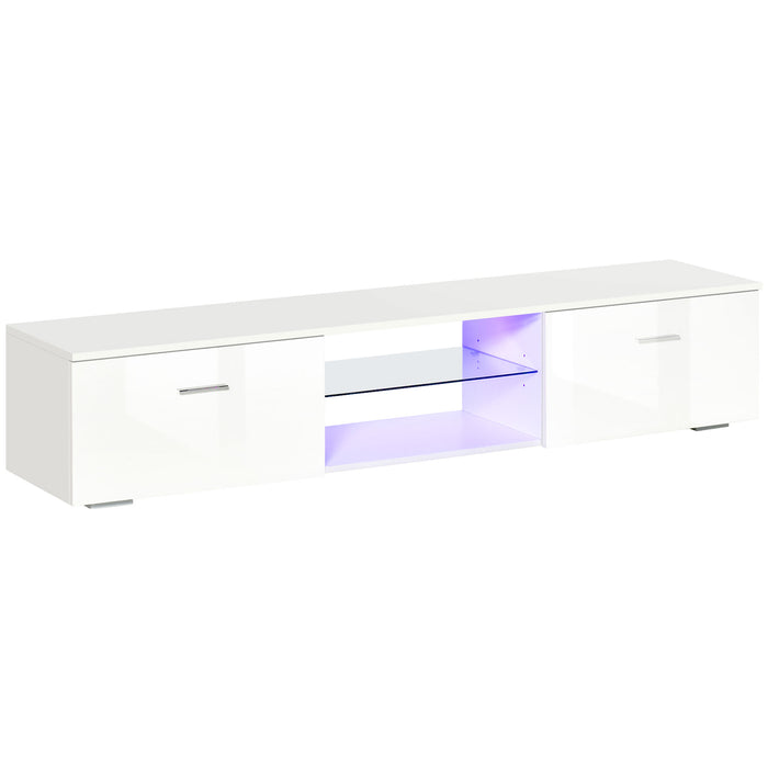 High Gloss TV Stand Cabinet with LED RGB Lights - Media Console for 55" TVs, Storage & Remote Control - Modern Entertainment Center for Living Room