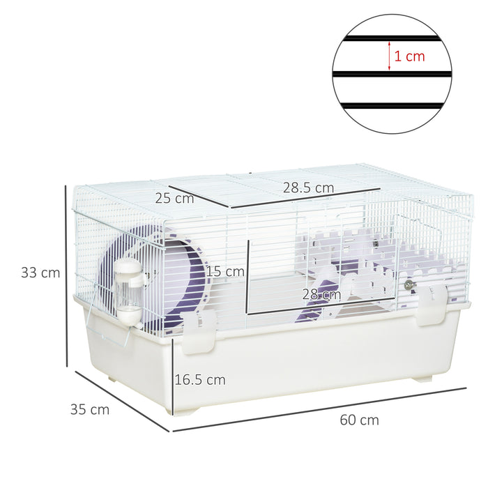 Two-Tier Gerbil Haven Cage - Multi-Storey Small Animal Habitat with Exercise Wheel, Water Bottle & Ladder - Ideal for Hamsters & Rodents