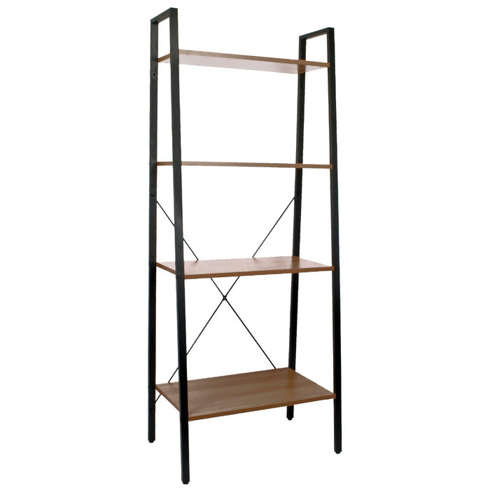 4-Tier Ladder Shelving Unit - Elegant Walnut Finish Bookcase - Ideal for Home or Office Display and Storage