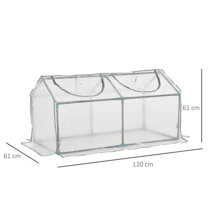 Portable Mini Greenhouse - Flower and Vegetable Planter with Zipper Enclosure - Ideal for Small Garden and Backyard Spaces, 120x60x60 cm