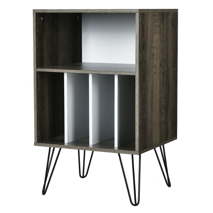 Modern Display Bookshelf - 5-Compartment Brown Bookshelf with Metal Legs - Ideal for Organizing Books and Display Home Decor Items