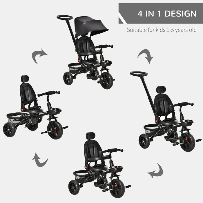 4-in-1 Foldable Tricycle for Toddlers - Reversible and Adjustable Seating, Removable Pedals - Perfect Stroller Alternative for 1-5 Year Olds