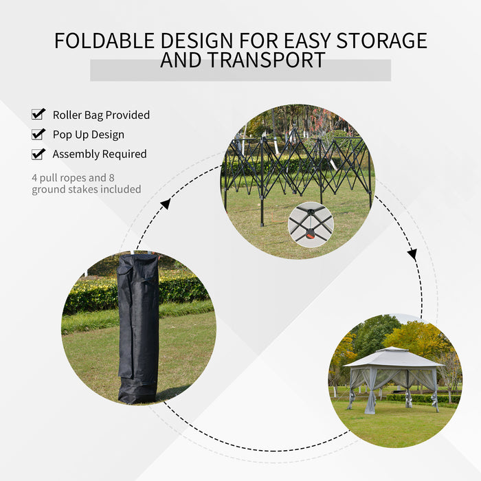 Easy-Up Folding Event Shelter - Portable Pop-up Canopy Tent with Sun Protection and Steel Frame - Includes Roller Bag for Convenience, Perfect for Parties and Outdoor Gatherings