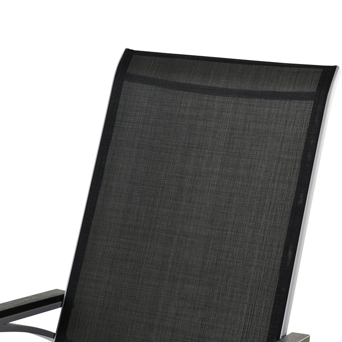 High-Back Rocking Sun Lounger - Comfortable Texteline Garden Seat for Patio, Black - Ideal Relaxation Outdoor Furniture Piece