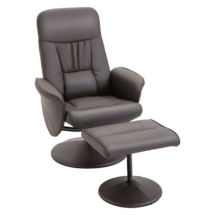 Luxurious Brown Executive Recliner Chair with High Back and Footstool - Comfortable Armchair Lounge Seat for Relaxation - Ideal for Office and Home Use