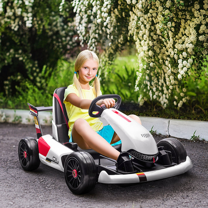 Adjustable Electric Go Kart for Kids - 12V Battery-Powered Ride-On with Reversible Steering, Two Speed Settings - Exciting Racing Adventure for Children