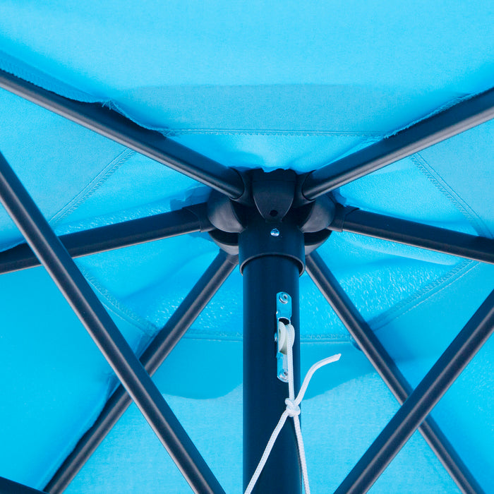 Outdoor Garden Sun Parasol - 2.7M Blue Tilt Umbrella with Crank and Aluminium Frame - Ideal Shade Solution for Patio Enjoyment