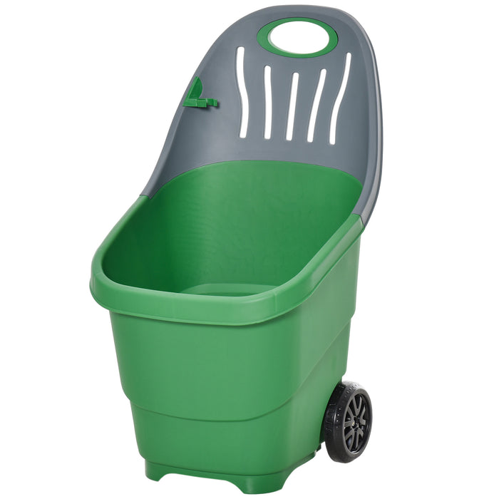 Garden Cart Barrow with Handle - Multipurpose Lightweight Wheelbarrow for Snow & Leaves, 60L Capacity with Broomstick Clip - Ideal for Outdoor Cleaning & Yard Maintenance