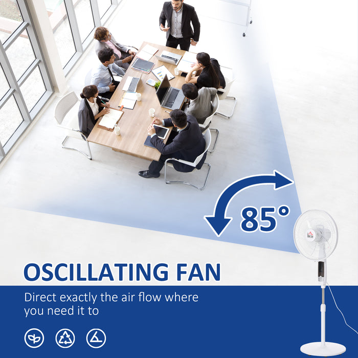 Pedestal Stand Fan with LED Display - 54" Adjustable Oscillating Fan with 3 Speeds & Modes, 85° Range - Includes 3M Remote for Living Room Comfort