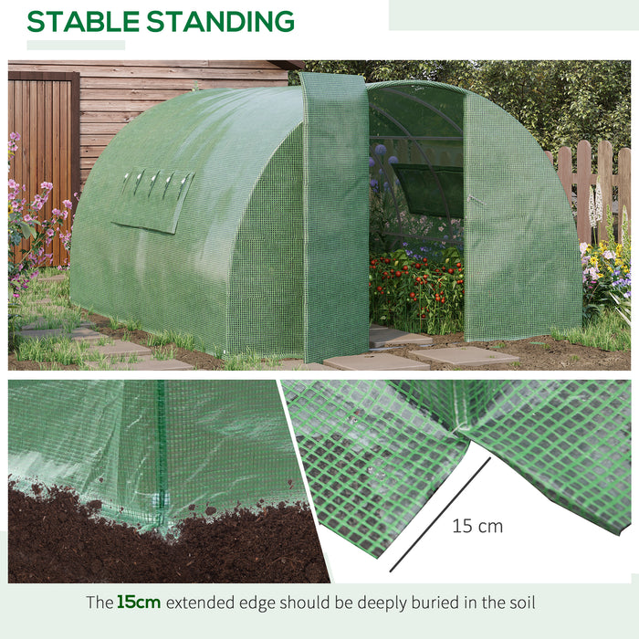 Walk-In Polytunnel Greenhouse - 4x3x2m Heavy-Duty Steel Frame with Metal Hinged Door & Mesh Windows - Ideal for Extended Season Gardening & Plant Protection