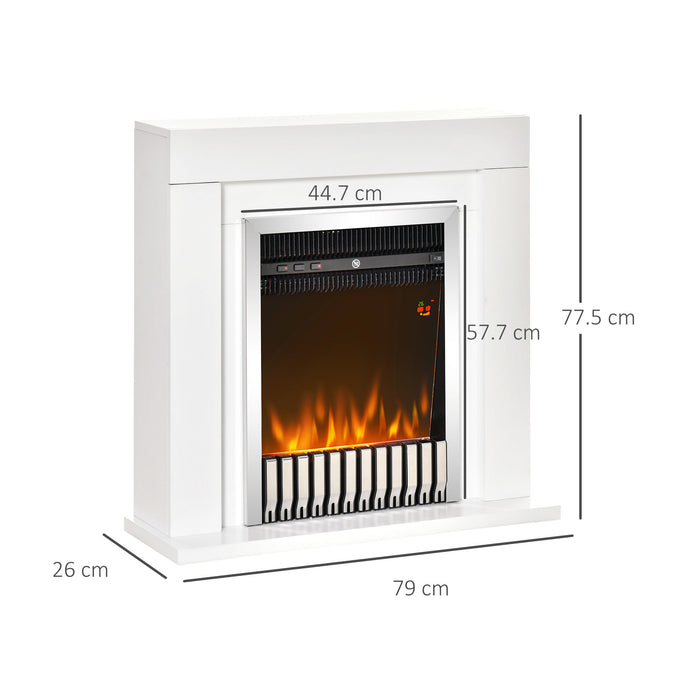 Freestanding Electric Fireplace Suite with Remote - 1kW/2kW Heater, Flame Effect, Overheat Protection - Cozy Ambience for Home & Efficient Heating