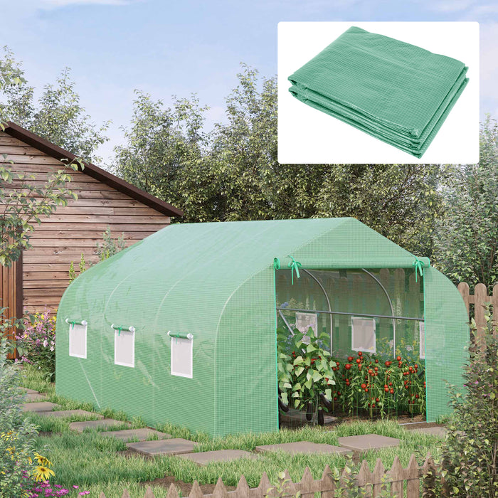 Walk-In Greenhouse PE Replacement Cover - Durable Plant Growhouse Sheeting, 4.5x3x2m in Green - Shields Plants from Elements & Enhances Growth
