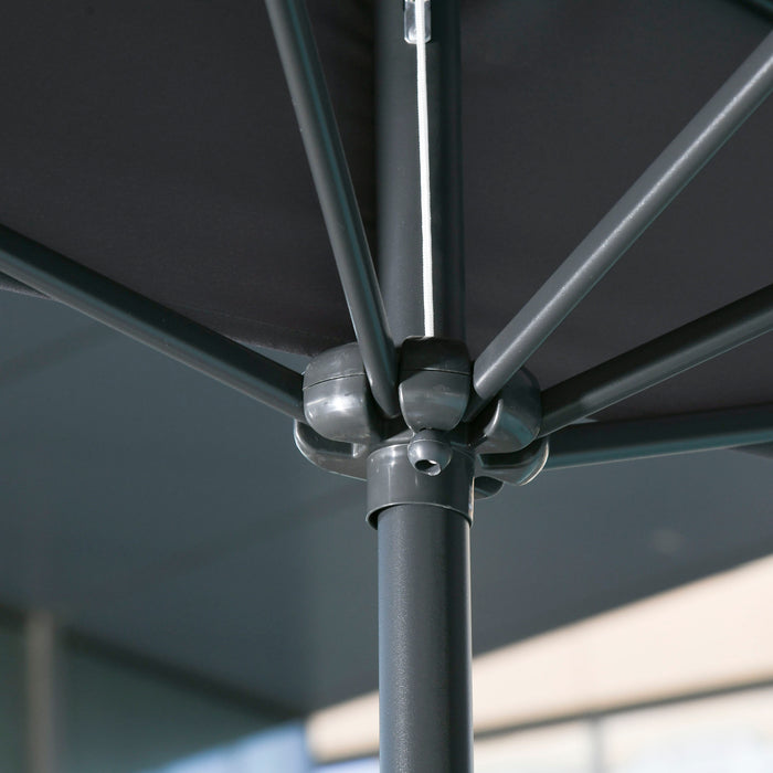 Semi-Circle Balcony Shade - 2.3m Half Parasol with Crank Handle, Grey - Ideal for Patio Sun Protection without Base