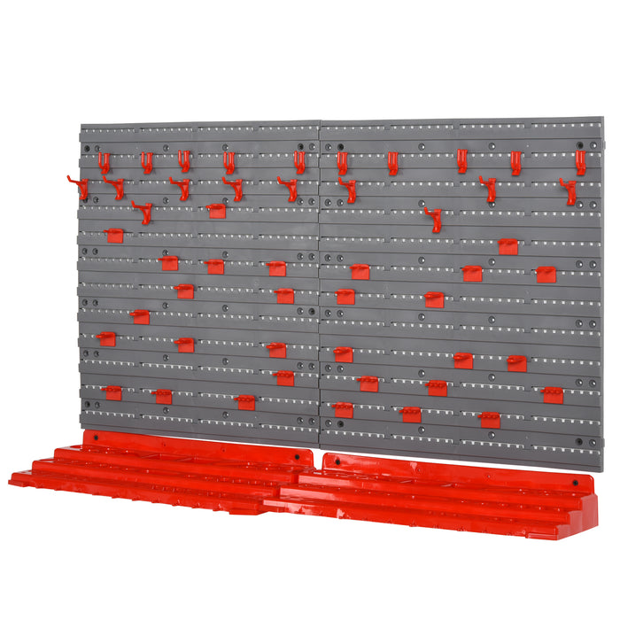 54-Piece Tool Storage Solution - Wall-Mounted Pegboard & Shelf System with 50 Pegs for Home Garage DIY Organization - Ideal Space-Saver for Handymen and Craft Enthusiasts
