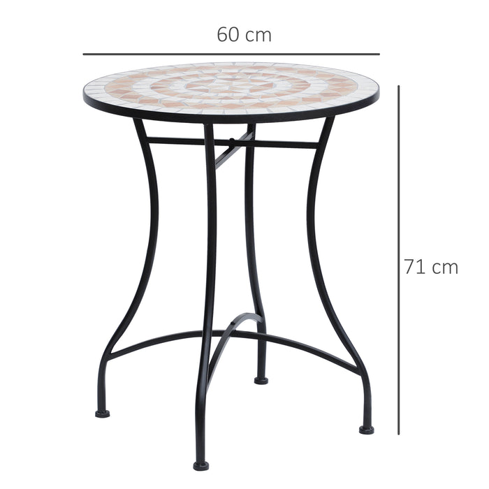 60cm Mosaic Round Bistro Table - Elegant Patio and Garden Side Bar Table - Ideal for Outdoor Balconies and Entertaining