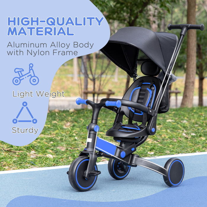 Kids 3-in-1 Aluminium Tricycle - Adjustable Push Handle, Canopy, and Reclining Seat - Perfect for 18-48 Months Toddlers and Outdoor Play