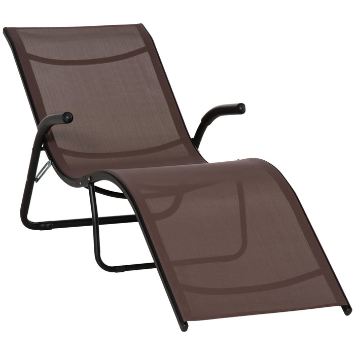 Reclining Garden Sun Lounger - Folding Chaise Lounge Chair for Beach, Poolside, Patio in Dark Brown - Ultimate Comfort for Outdoor Relaxation